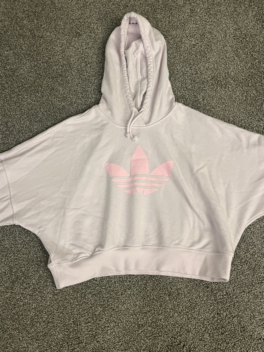adidas Light Pink Cropped Hoodie with Pink Trefoil